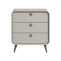 Modern Minimalist Nightstand with Three Drawers and Wooden Legs