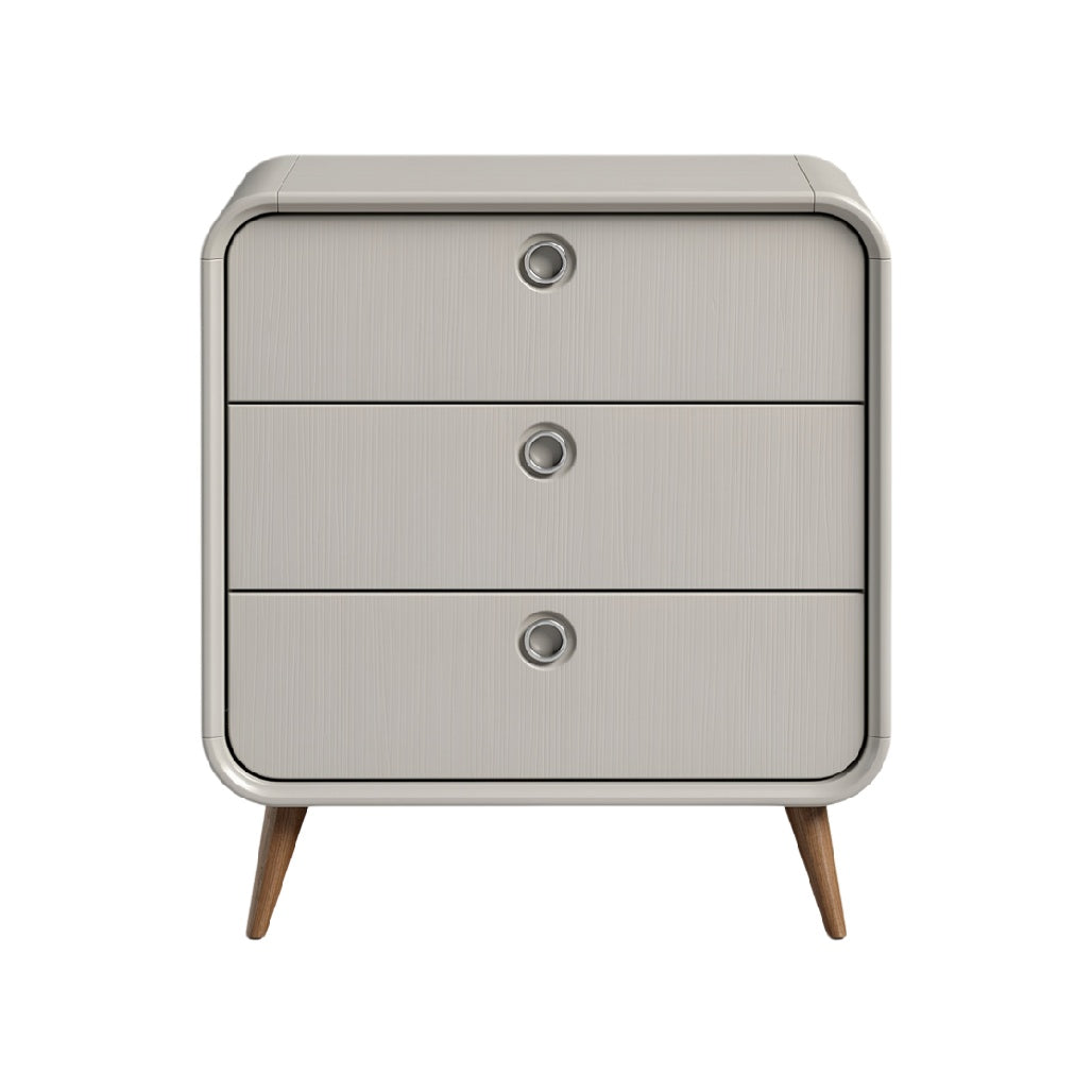 Modern Minimalist Nightstand with Three Drawers and Wooden Legs